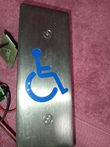 (2) Handicapped Push Button for Automatic Door Openers Narrow Wired Stainless