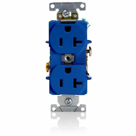 Leviton 5352-Bu Duplex Receptacle Outlet, 20A, Blue, 125V
