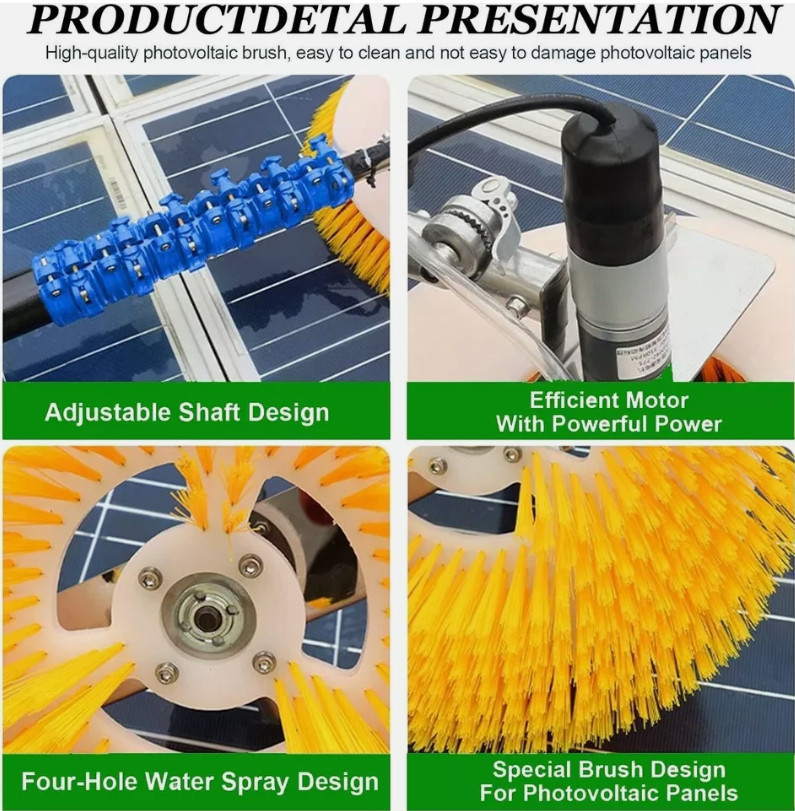 Solar Panel Cleaning Machine Double Head Retractable Photovoltaic Panels Brush