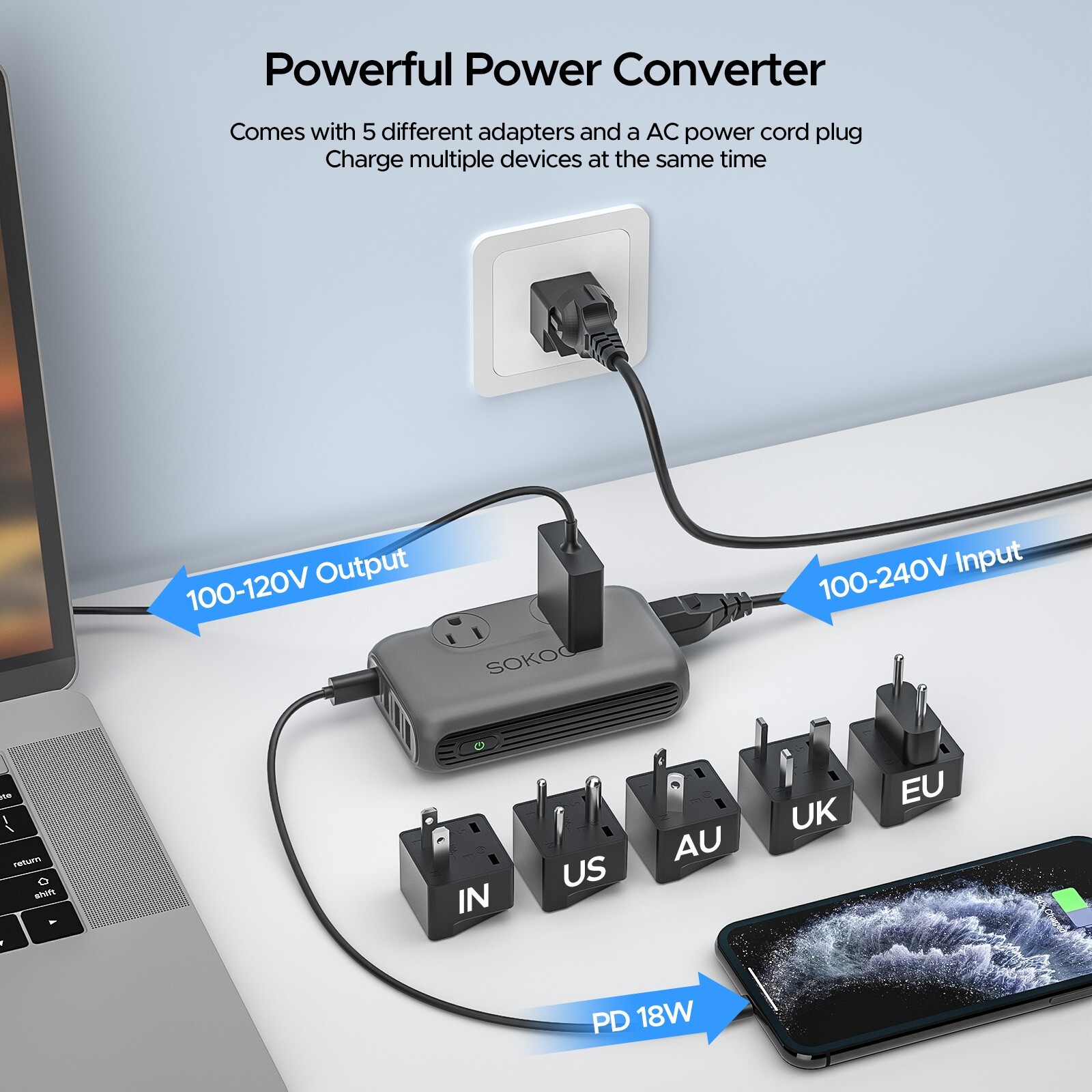 230W Step Down 100-220V to 110V Voltage Converter, International Power Converter