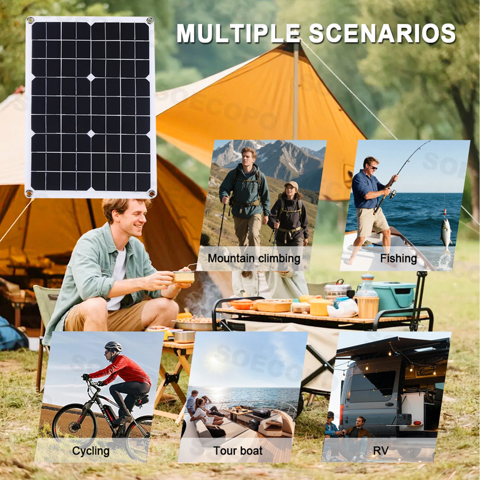 1000W Solar Panels – 2 x 500W Lightweight PV Panels+Y-Cable for Outdoor Charging