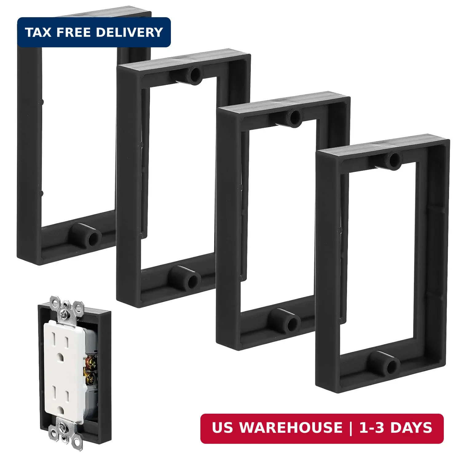 4pcs 1/2 Inch Single Gang Outlet Box Extender, Electrical Outlet Extender Recept