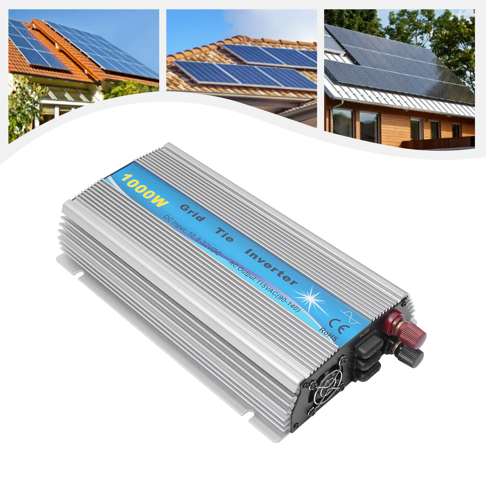 1000W MPPT Grid Tie Inverter DC10.8-32V to AC90-140V Pure Sine Wave Inverter