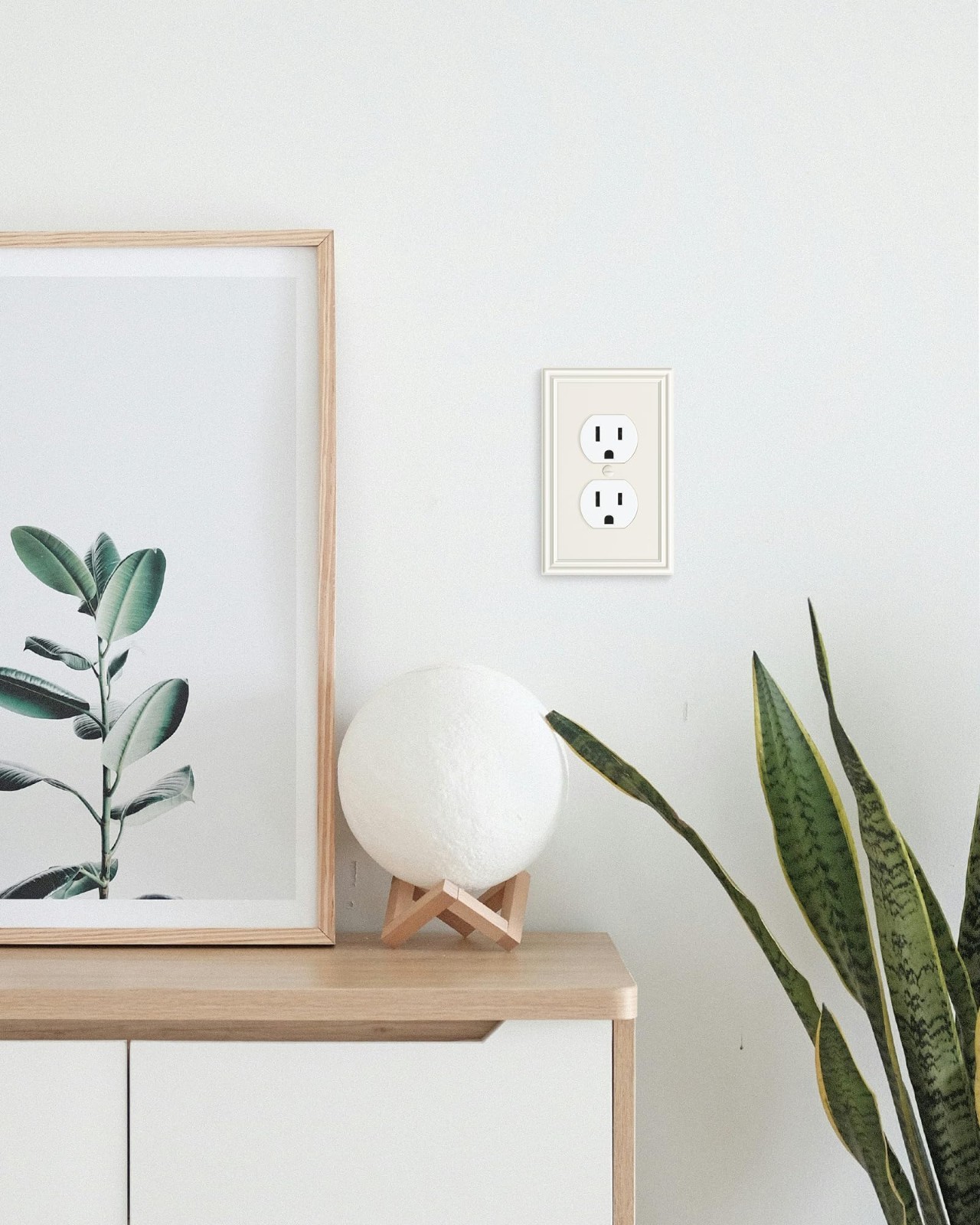 6-Pack Decorative Duplex Outlet Covers, Durable Zinc Alloy Light Almond Plates,