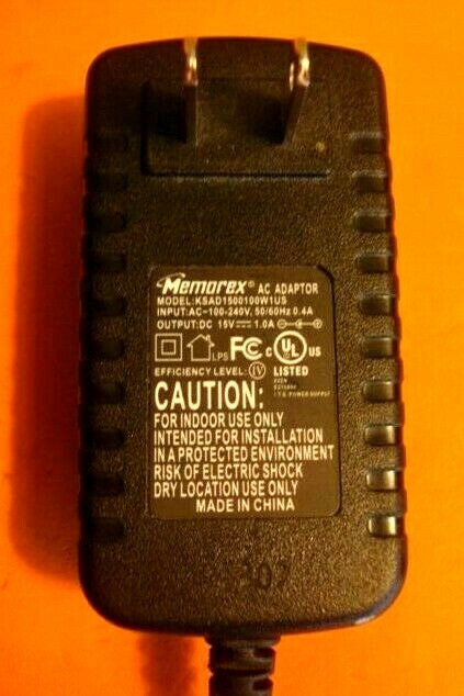 GENUINE KTEC MEMOREX KSAD1500100W1US AC ADAPTER 15 V 1.0 A A5.5