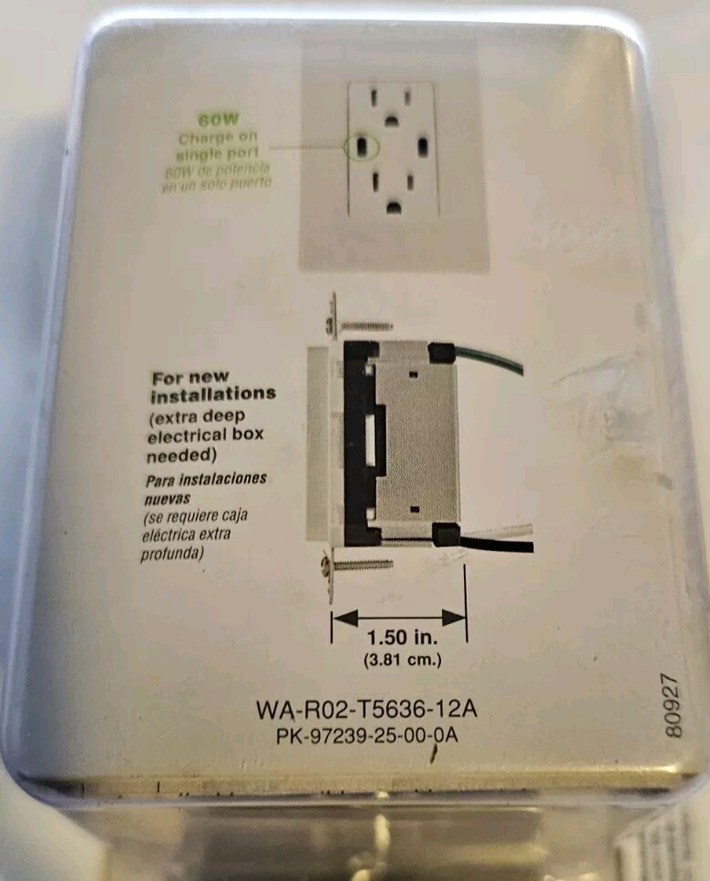 Leviton Decora 15 Amp Tamper Resistant Duplex Outlet with 60W USB-C Power Delive