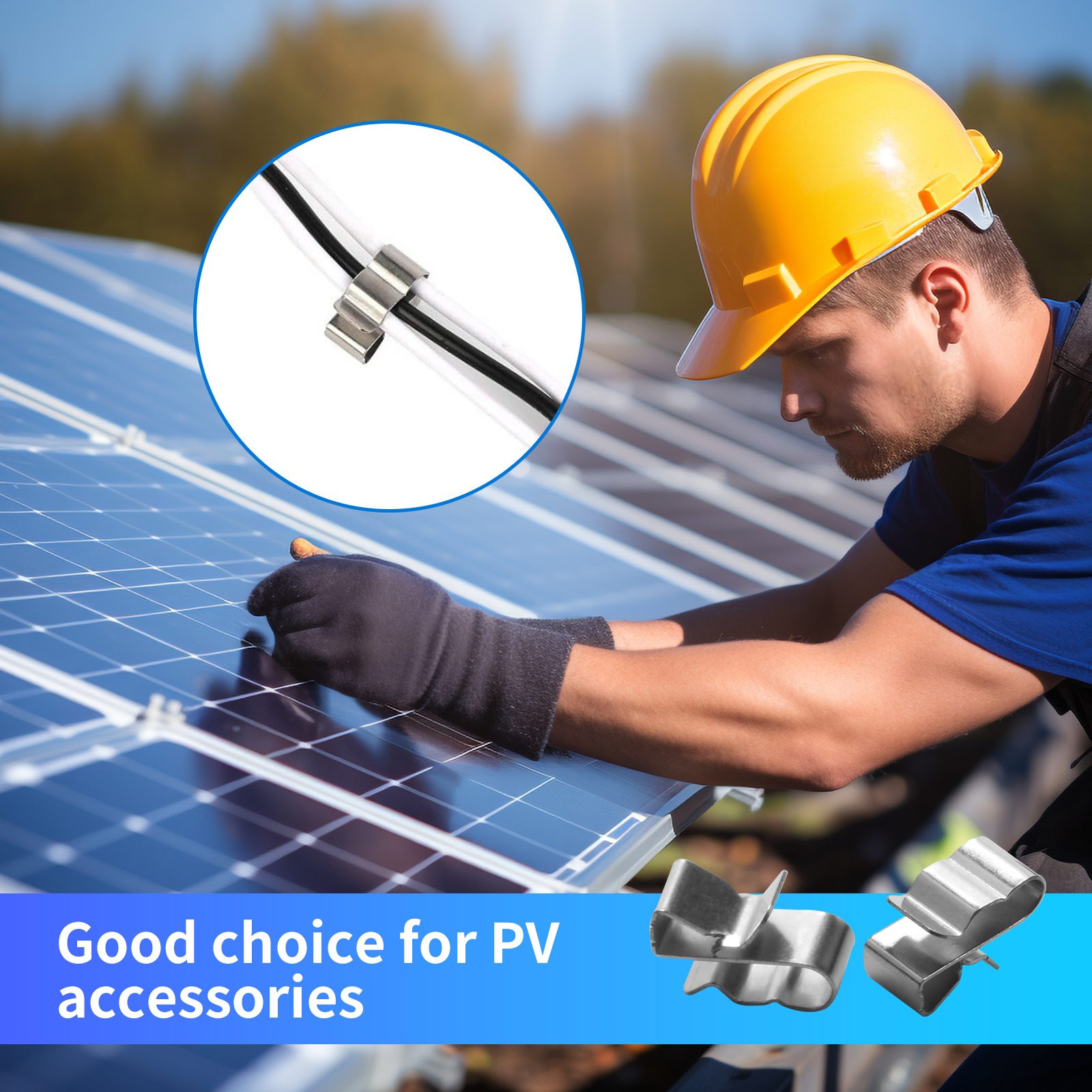 50 Pcs Solar PV Cable Clip 304 Stainless Steel Easy Install for Roof Mounting