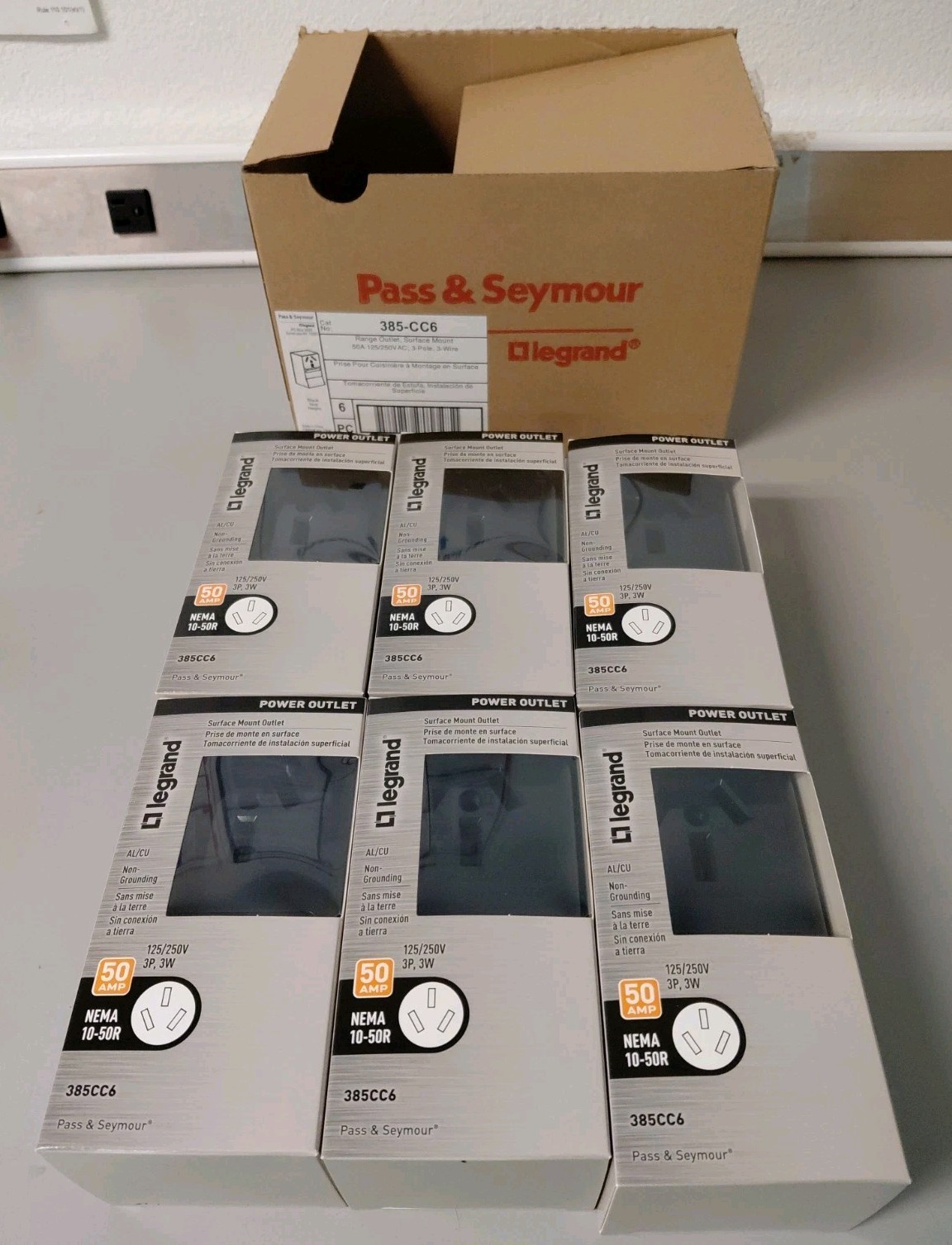 Lot Of 6 Legrand Surface Mount Outlets NEMA 10-50R