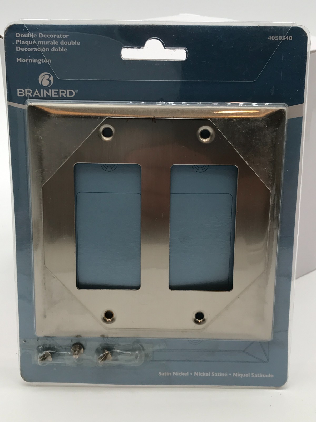 Brainerd Wall Switch Plate Satin Nickel Double – RUST & MISSING SCREW (R25)