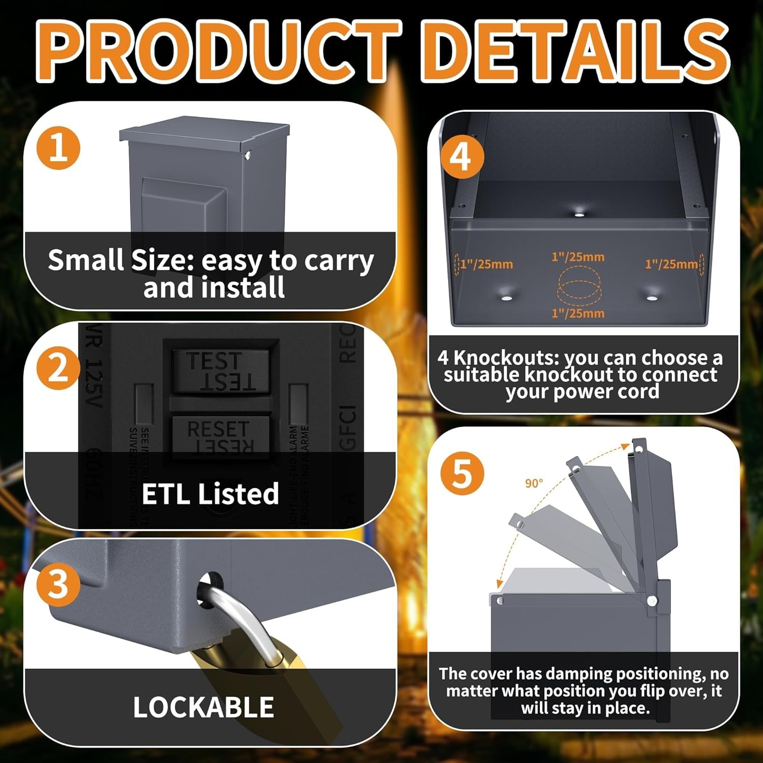 Outdoor Electrical Outlet Box with Dual 20 Amp WRTR GFCI Receptacles ETL Listed