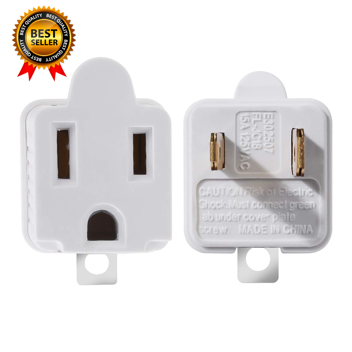 Grounded Adapter 3-Prong to 2-Prong Outlet Converter – 3 Pin to 2 Pin Plug