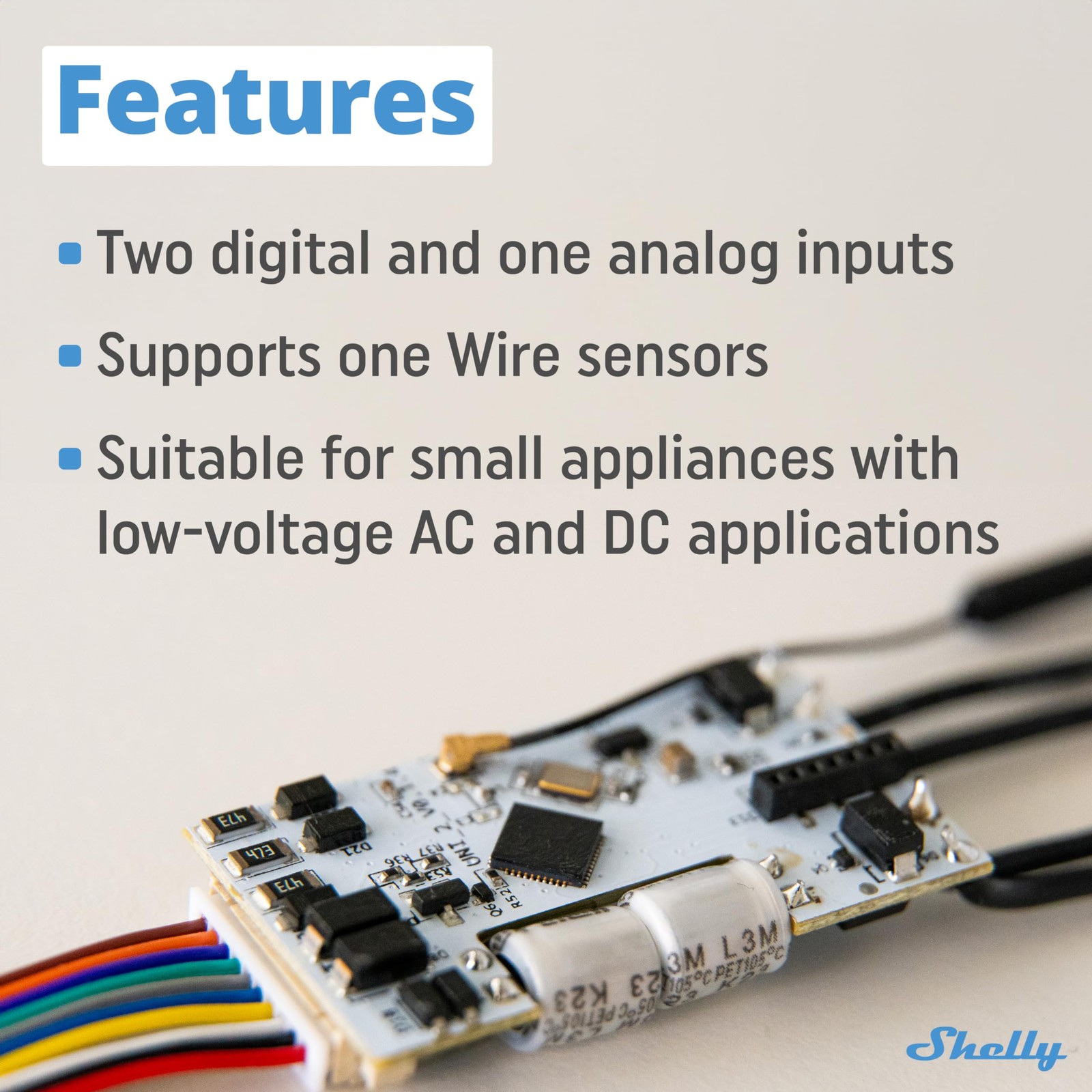 Shelly Plus Uni | Smart Wi-Fi and Bluetooth Operated Module with Dry white