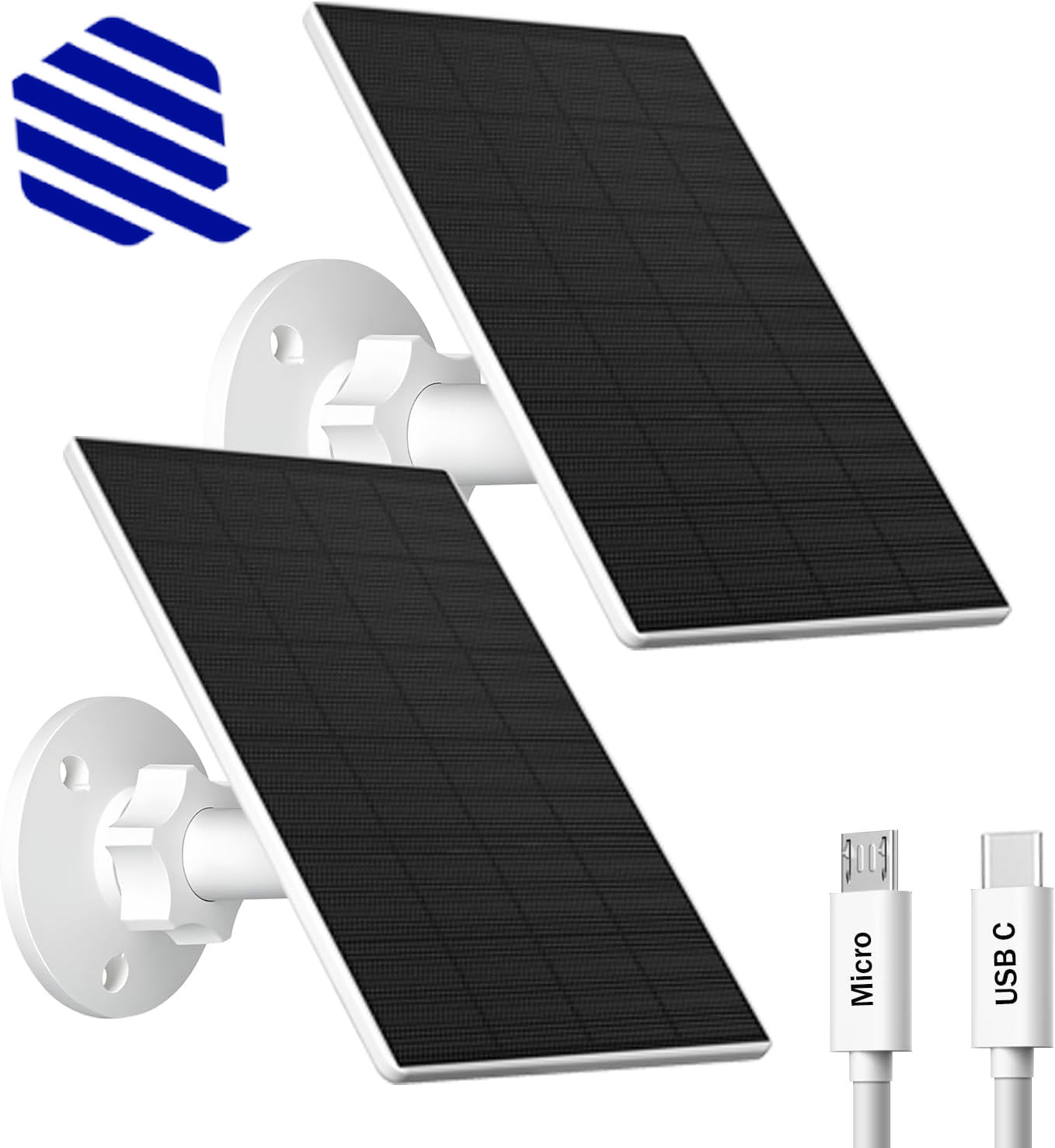 Solar Panel for Security Camera Outdoor USB/USB-C Charger with IP65 2 Pack NEW