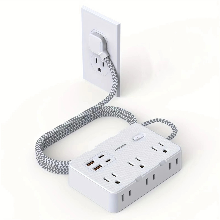 1pc US Power Strip 1.5m Extension Cord 4 USB Type C Charging Hub – NEW