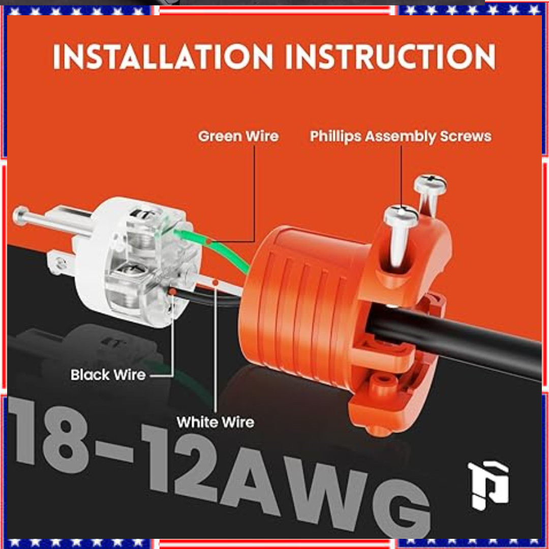 PLUGTUL Extension Cord Ends Male and Female Plug, 15 Amp 125 Volt Heavy Duty