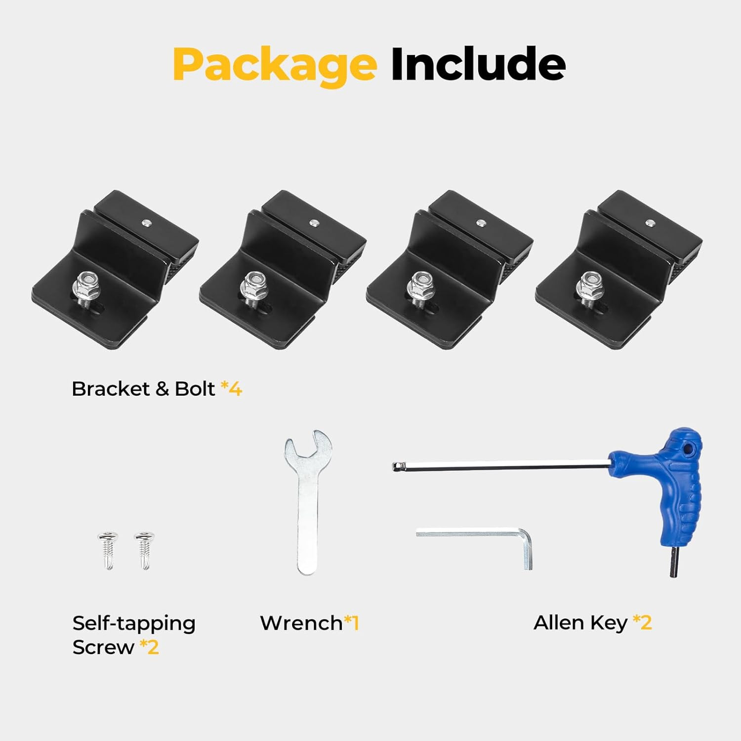 Bougerv Solar Panel Mounting Kit for Auto Cross Bars with T-Track, 10″ Secure