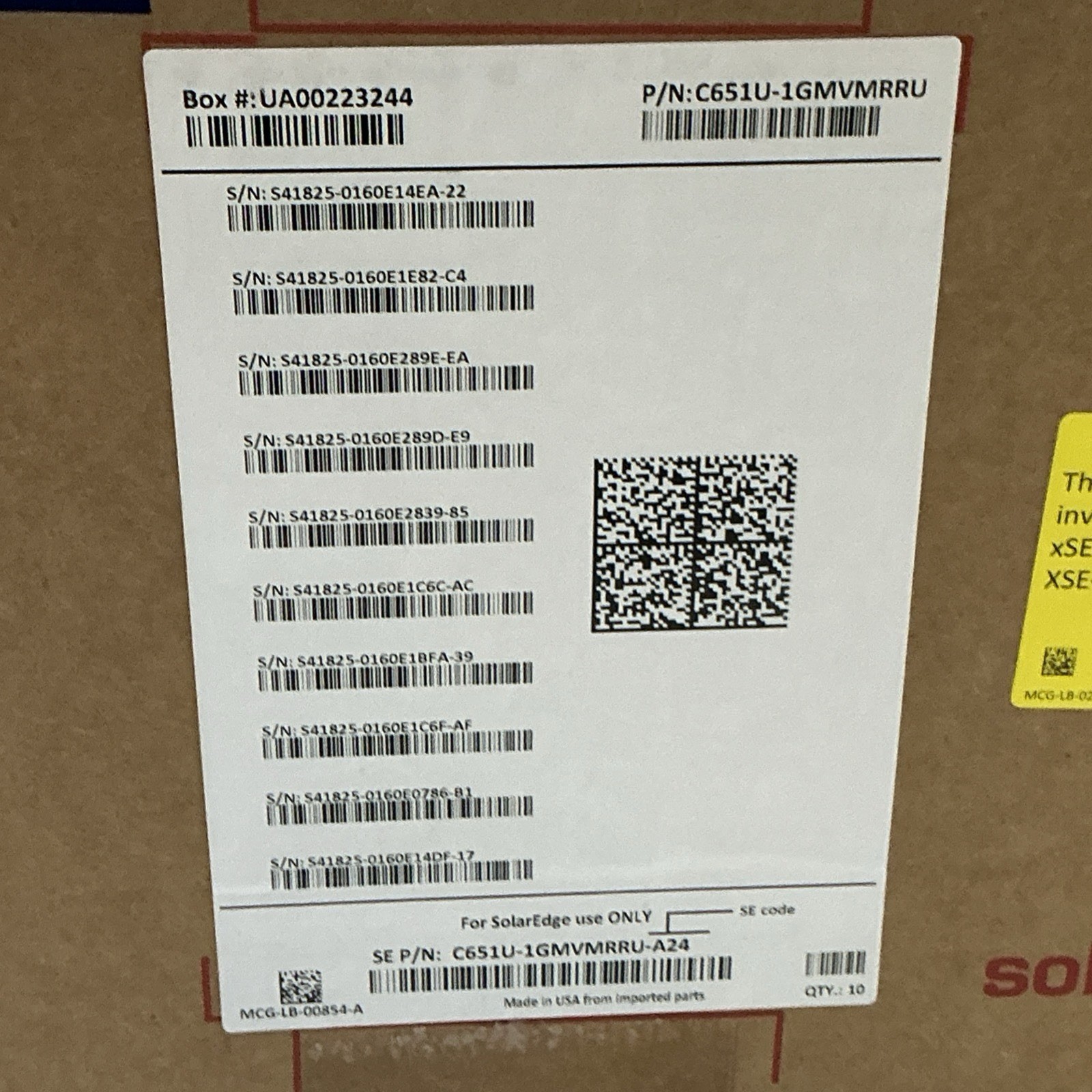 Lot of 10 SolarEdge C651U-1GMVMRRU 650W Commercial Power Optimizers w/ MC4