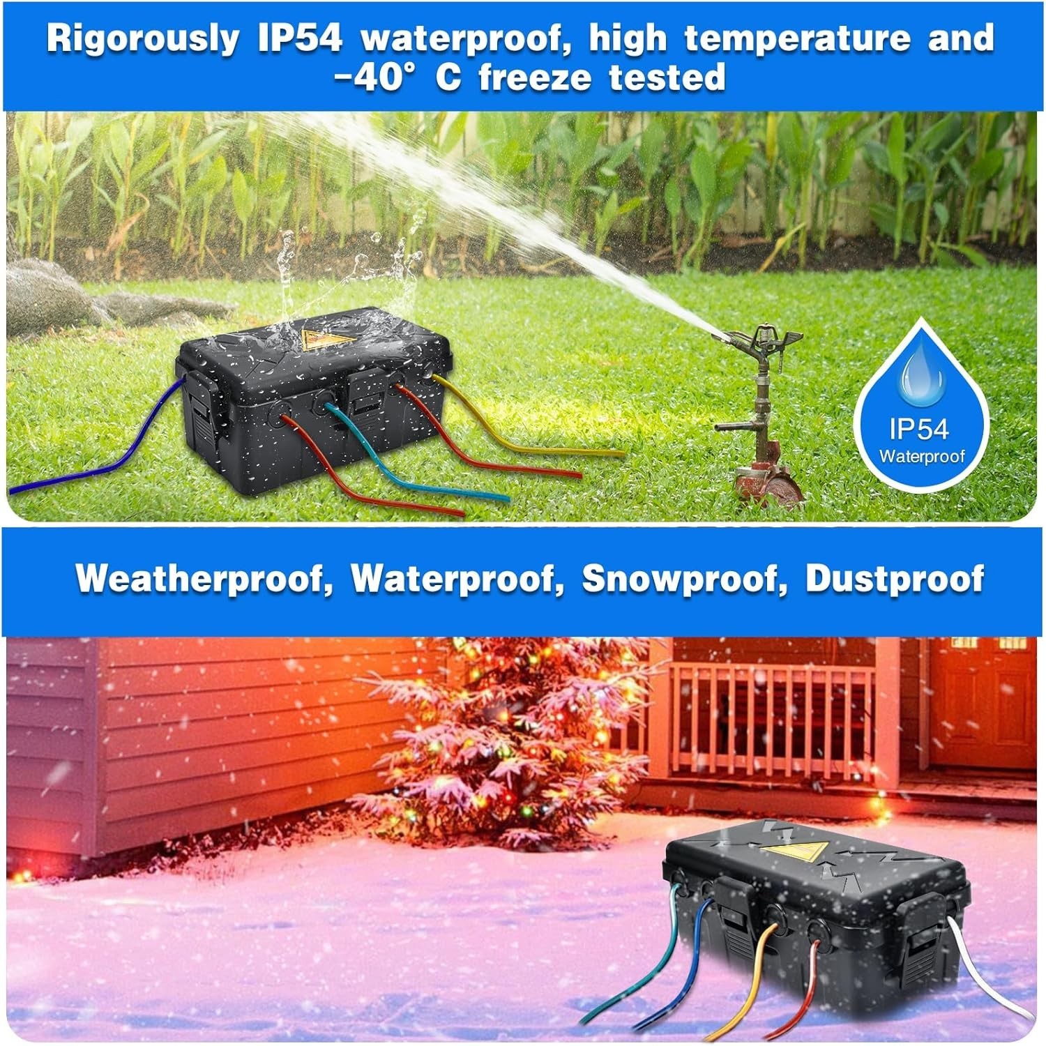 Outdoor Waterproof Electrical Box Extension Cord Cover IP54 Cable Organizer Blac
