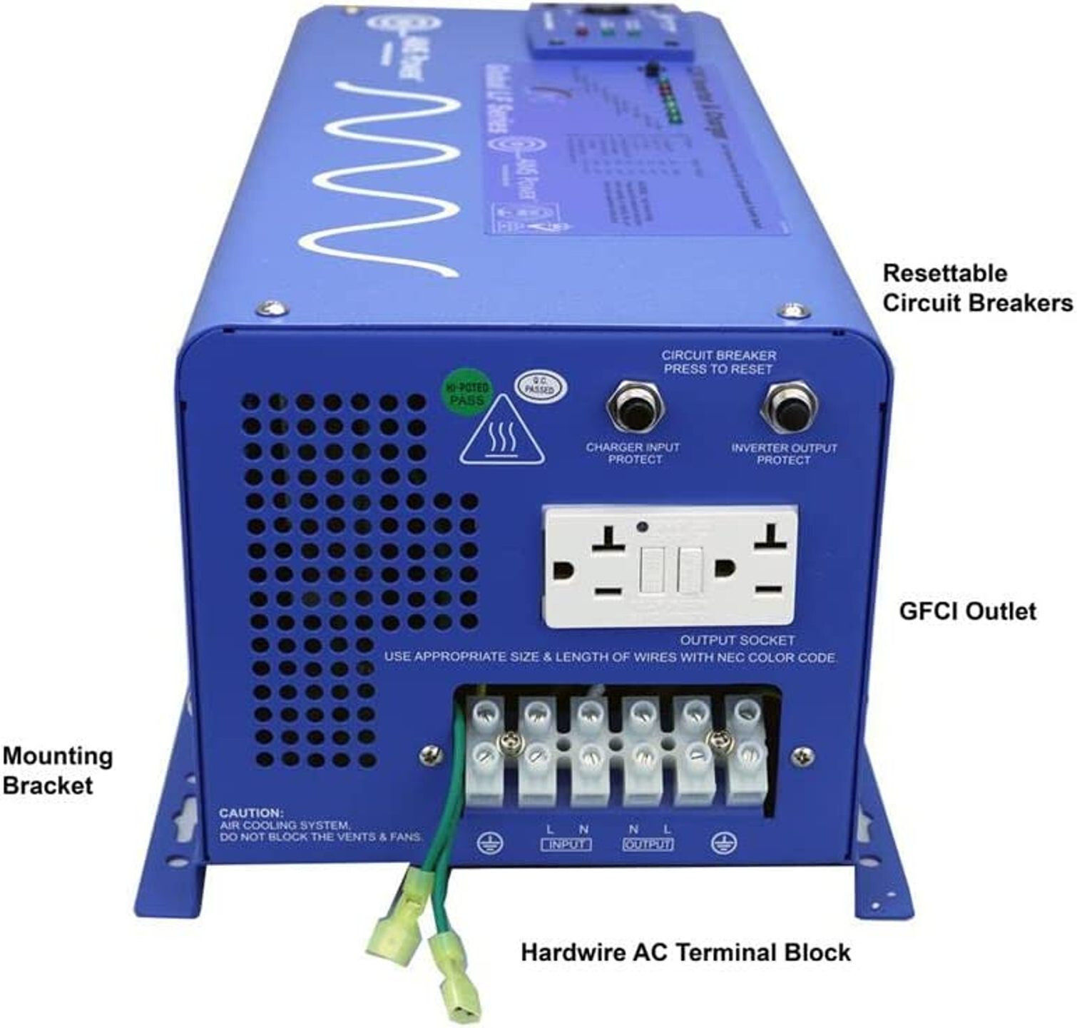 AIMS Power PICOGLF15W12V120VR 1500 Watt Pure Sine Inverter Charger New Open Box