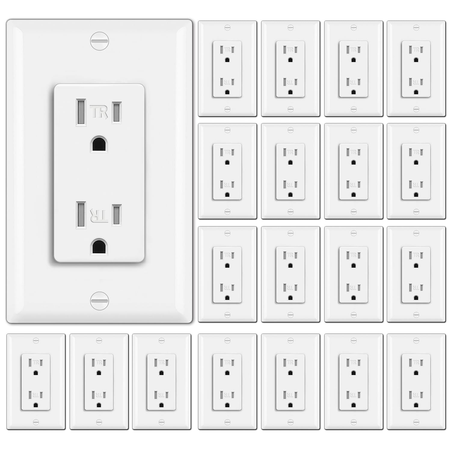 15A Tamper Resistant Outlets – 20 Pack of Durable Wall Outlets, Listed