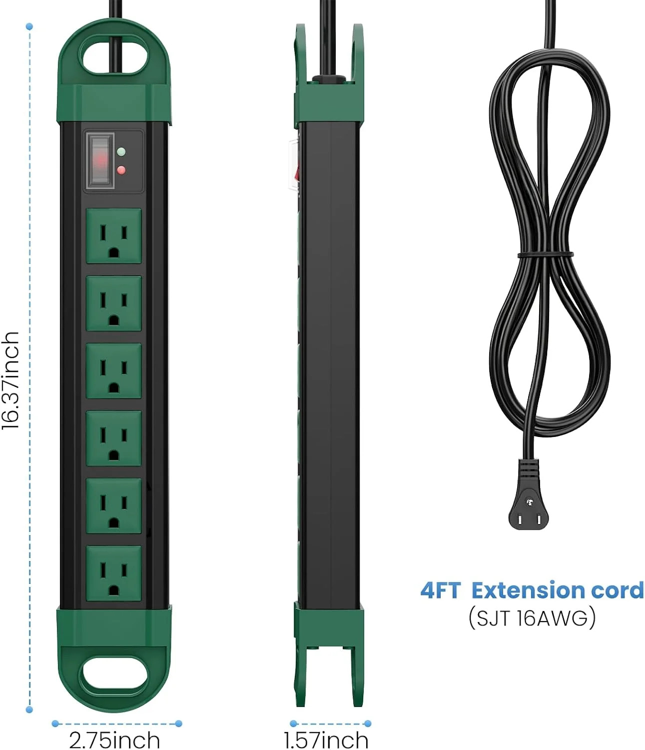 HHSOET Outdoor Power Strip Weatherproof, Waterproof Surge Protector 2700J with 6