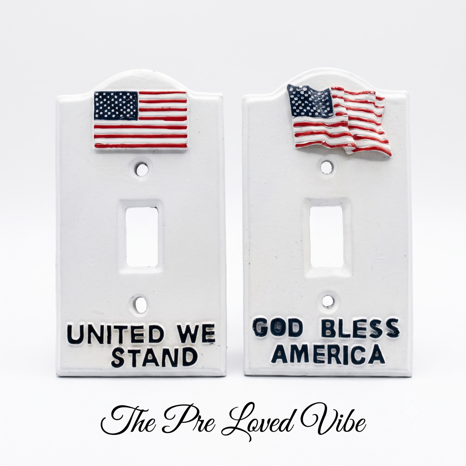 Unbranded Vintage Americana Patriotic Ceramic Light Switch Plates Outlet Cover