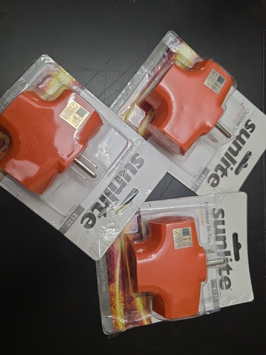 3 pcs SUNLITE E132 Outdoor Tri-tap Adapter 3-Way Spliter