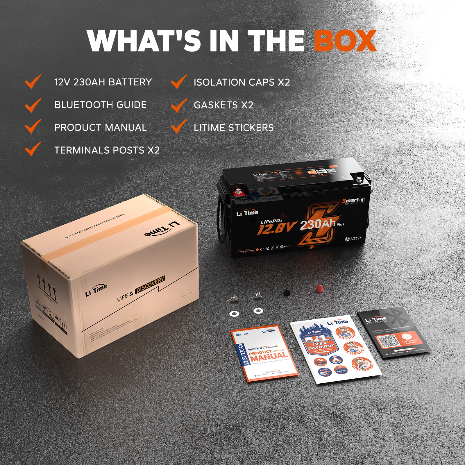 LiTime 12V 230Ah Bluetooth Low Temp LiFePO4 Lithium Battery For RV Marine Home