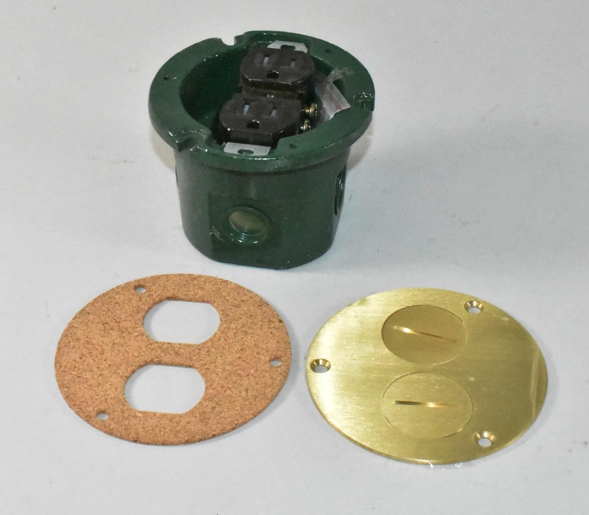 New Old Stock Double Socket Floor Box Lew Electric Co.