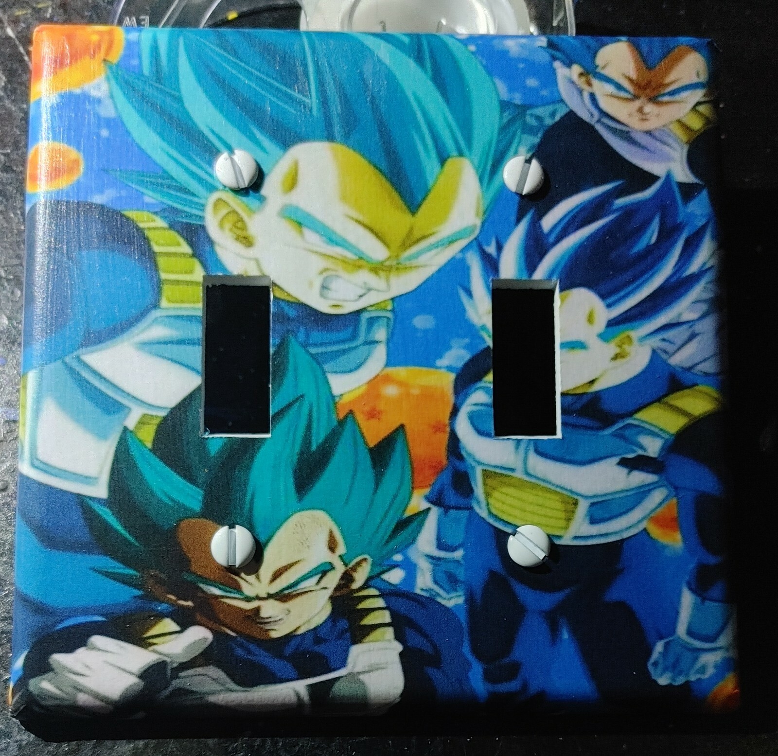 Handmade Decoupage Dragonball Z – Vegeta Double Light Switch Plate Cover