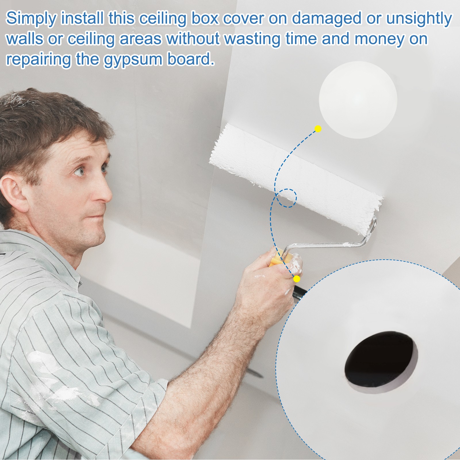 4 Pcs 2.75″ Metal Ceiling Cover Plate Suitable for 1.4-2.2″ Round Hole, White