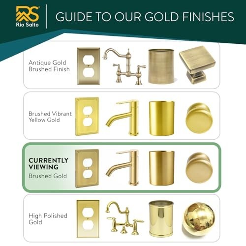 Brushed Brass Gold Decorative Outlet & Light Switch Cover Plate – 4 Pack, Midsiz