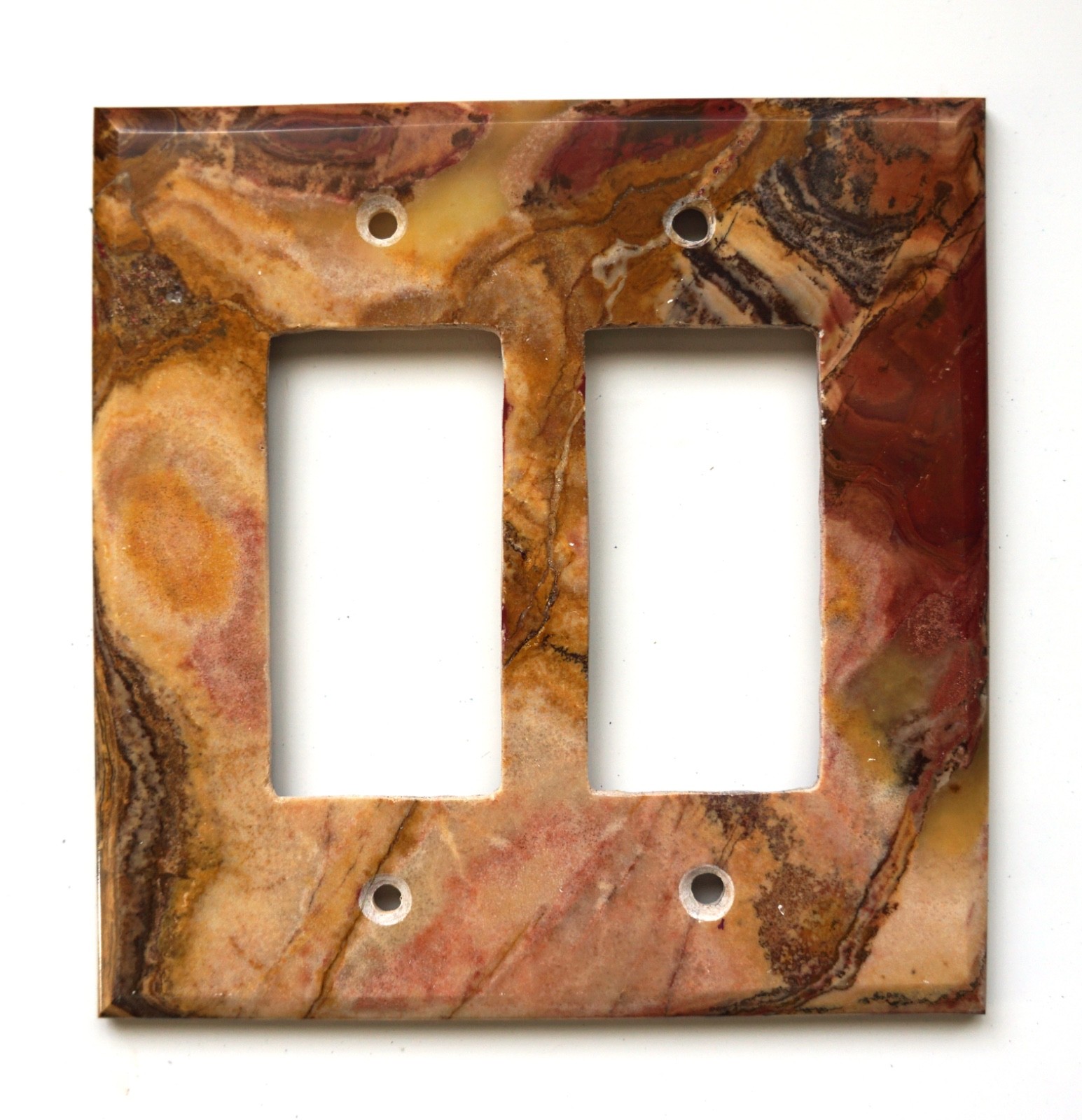 RED & GOLD ONYX – Double Rocker Switchplate (Rr15) – NEW ITEM!