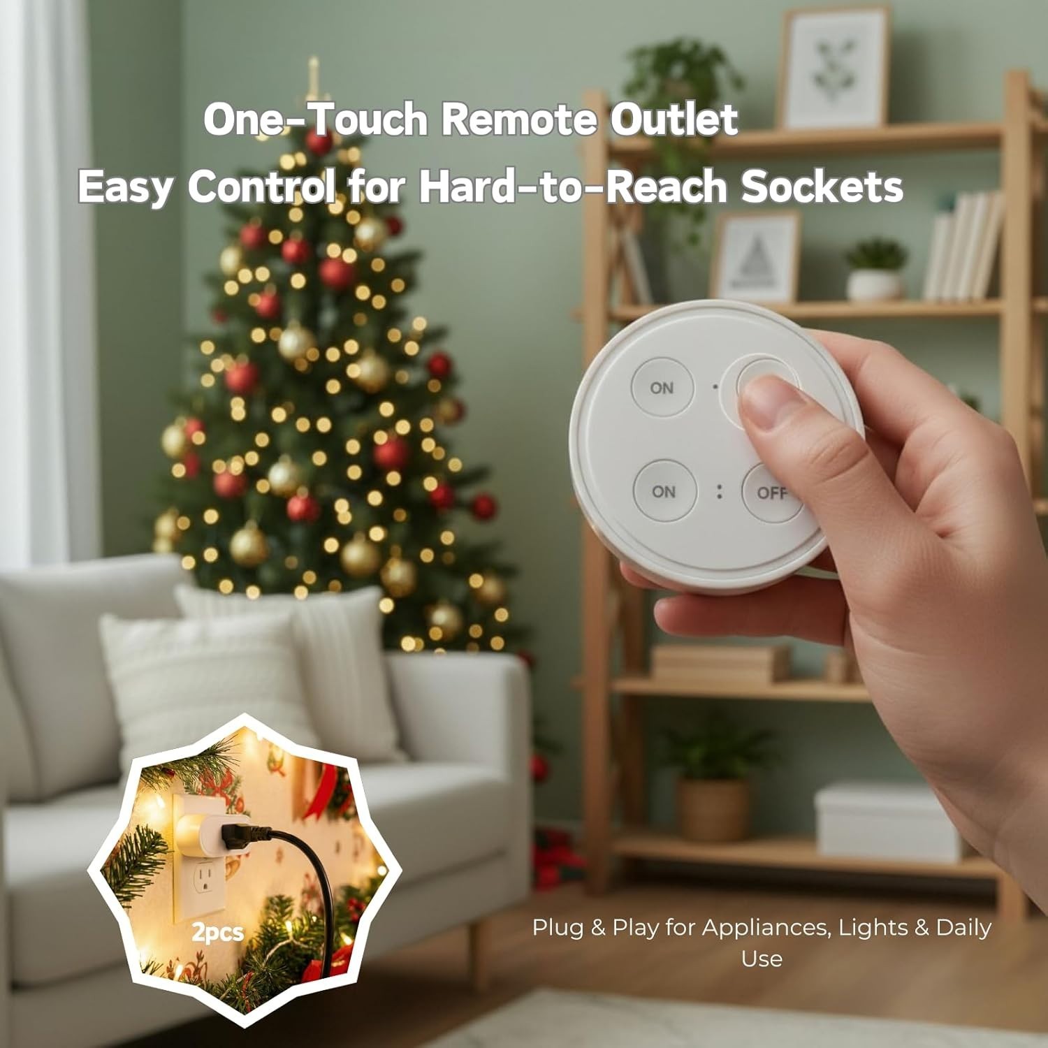 Wireless Outlet 2 Pack – Ergonomic Round Remote Comfort Grip! + Magnetic Wall…