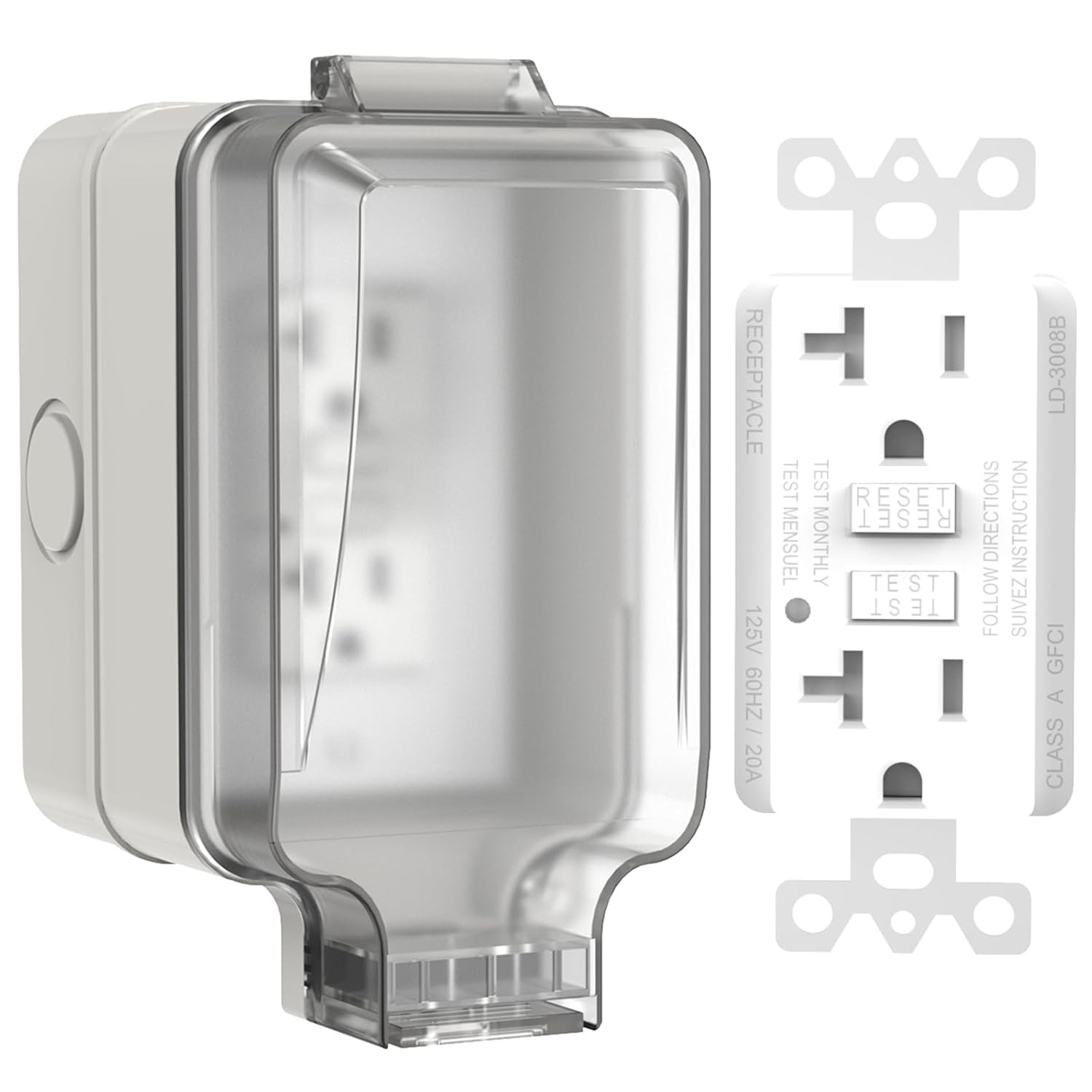 20A GFCI Outdoor Electrical Outlet Box, IP66 Waterproof & Lockable Enclosure,…