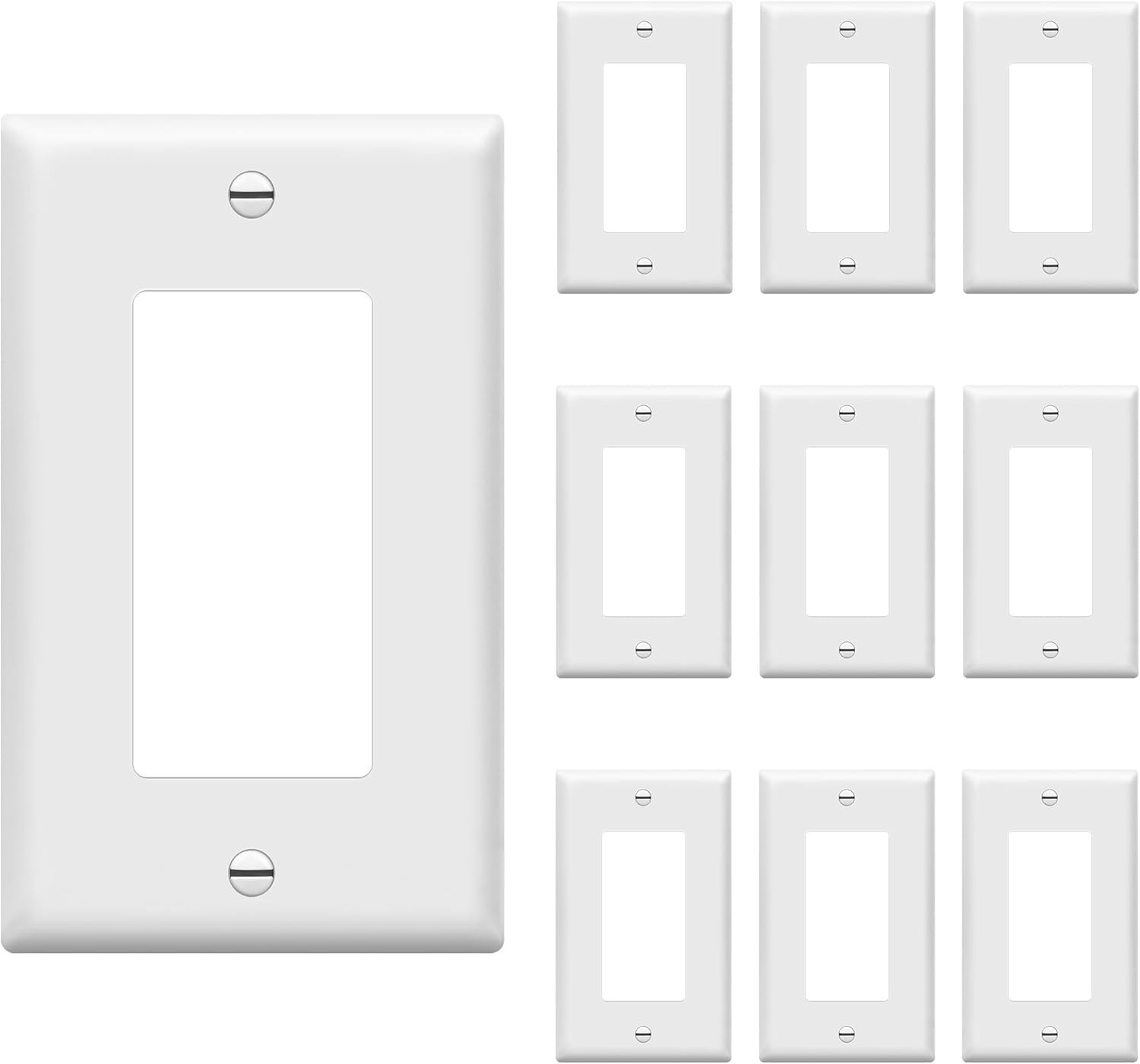Enerlites Decorator Wall Plate 1-Gang White 10 Pack Unbreakable Polycarbonate UL