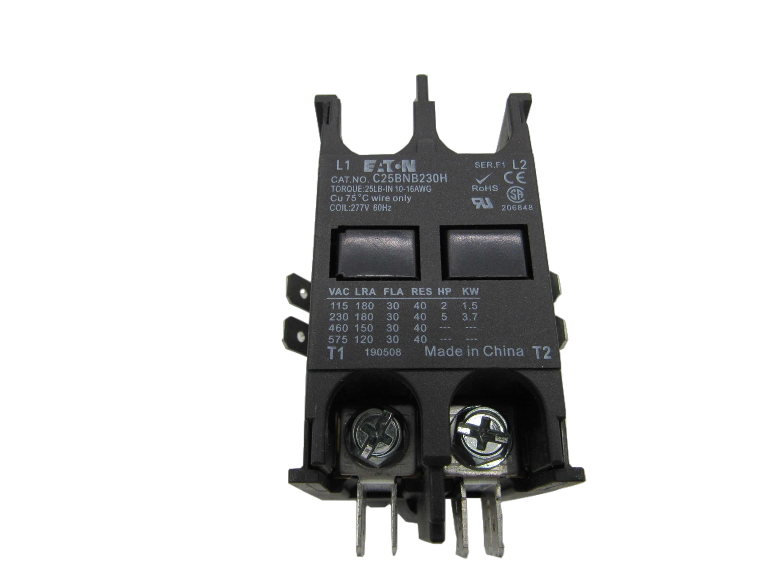 Eaton NSB C25BNB230H Definite Purpose Contactors Non-Reversing 2P 30A 277V 60Hz