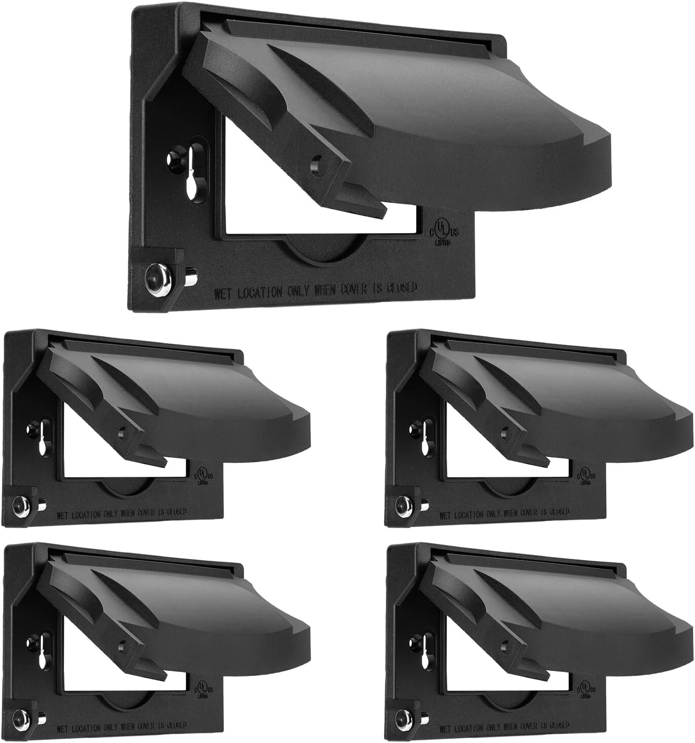 Durable Black Weatherproof Outlet Wallplates – 5 Pack for Easy Installation