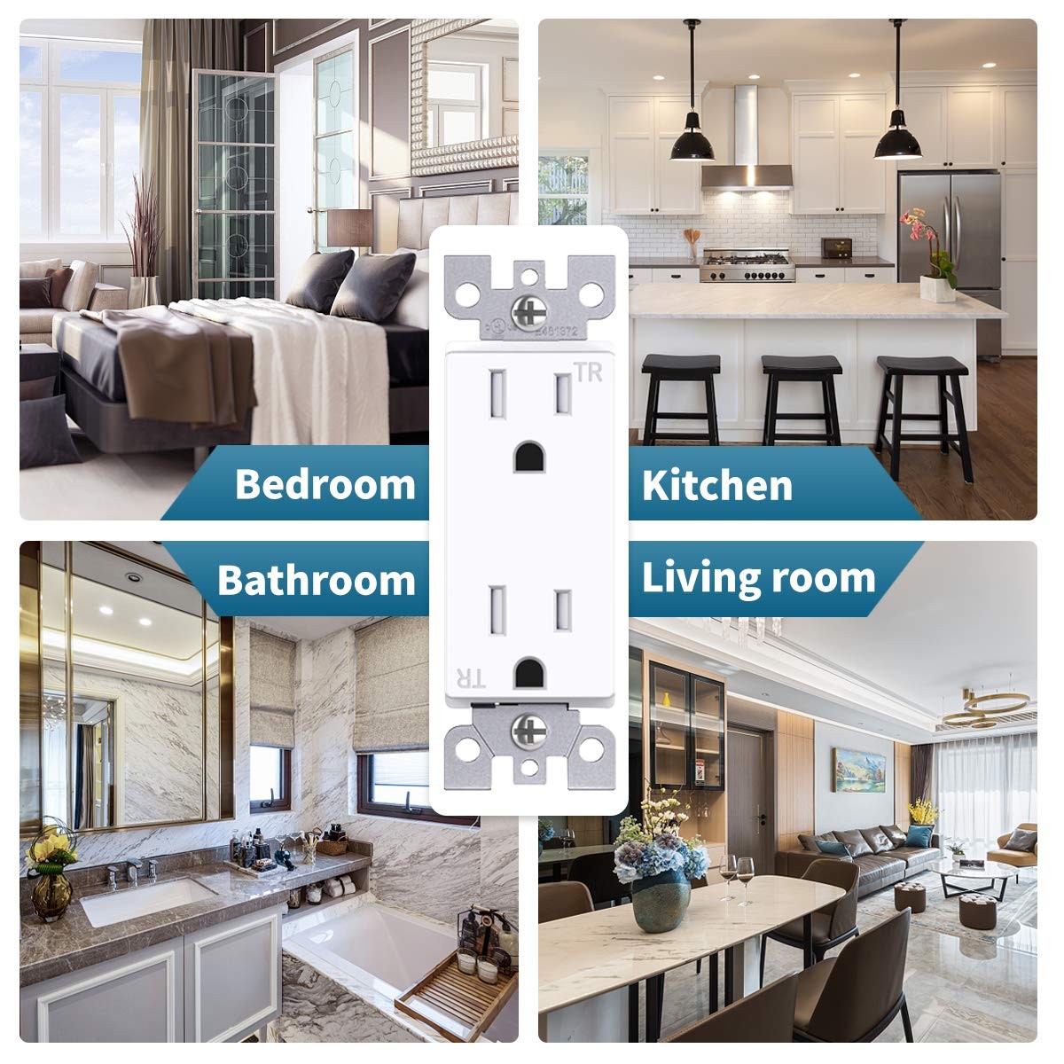 15A Decorator Receptacle Outlet, Decorative Socket Outlet, 15 Amp 125 Volt, T…