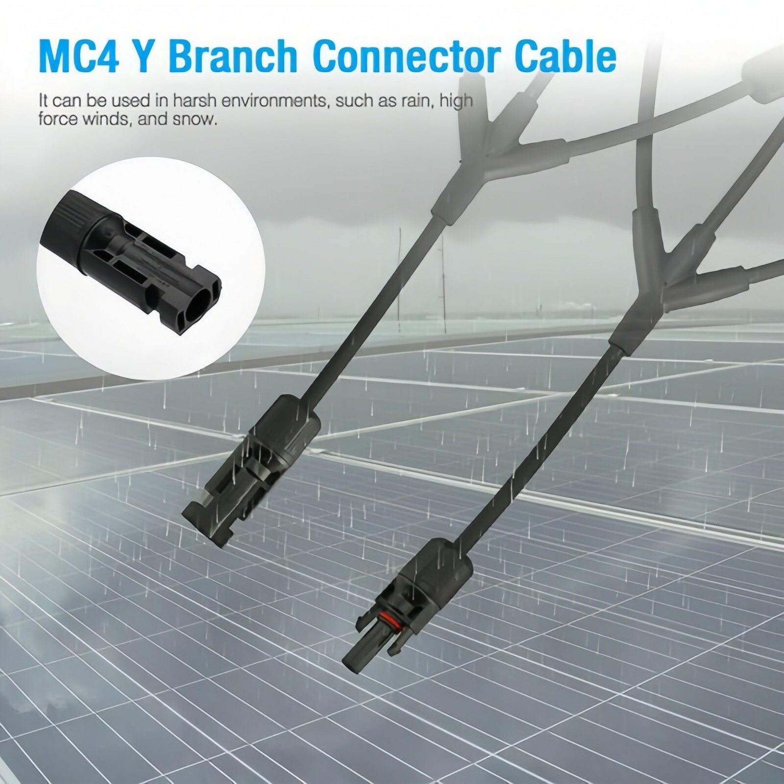 1Pair Solar Cable Splitter Waterproof IP67 2Y Branch Solar Panel Cable Connector