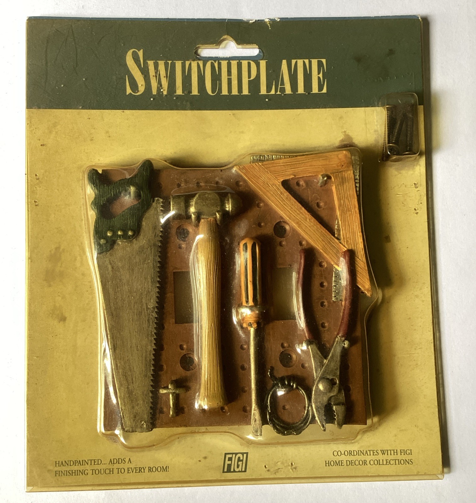 Vtg Resin Figural Tools Double Light Switch Plate Cover Work Shop FIGI-New