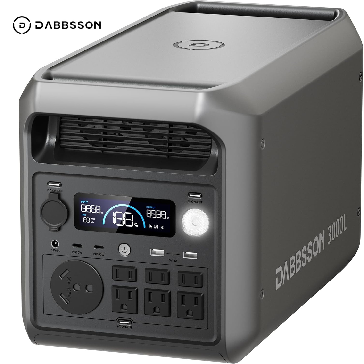 Dabbsson 3072Wh 3000W Power Station w/ 560W Car Alternator Charger Car Trip Camp
