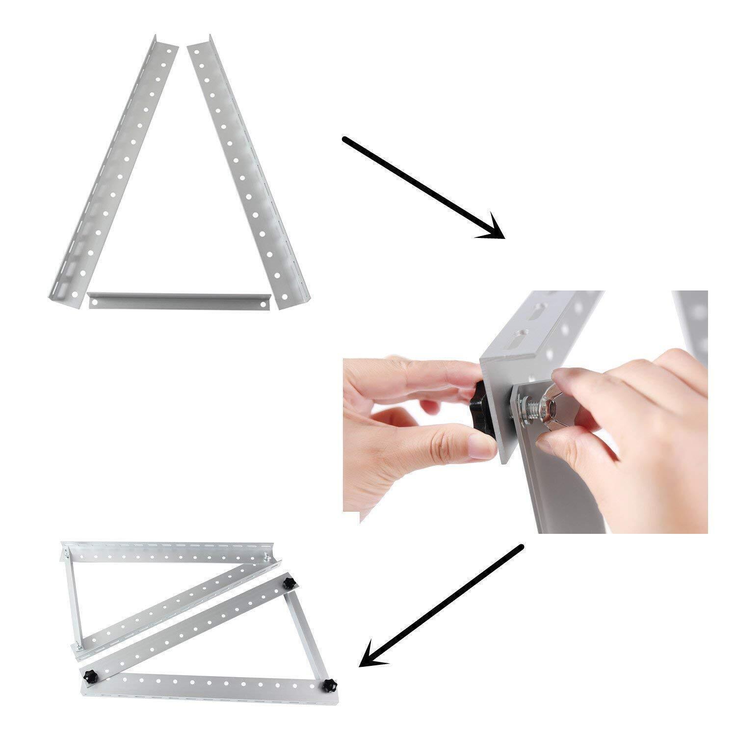 2 Set Solar Panel RV Tilt Mount（45in）Brackets Roof Flat Surface Adjustable Frame