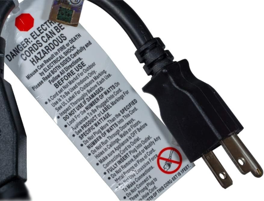 Power Cord Extension and Splitter, NEMA 5-15P to NEMA 5-15R x 2, 16 AWG, 13A,