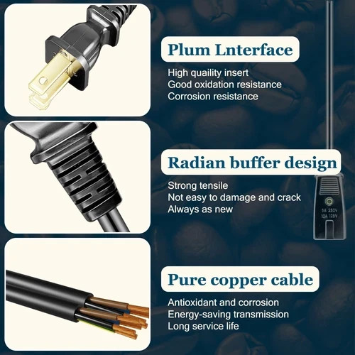 6Ft Replacement Power Cord 2-Pin 1/2 Inch Spacing for Small Appliances