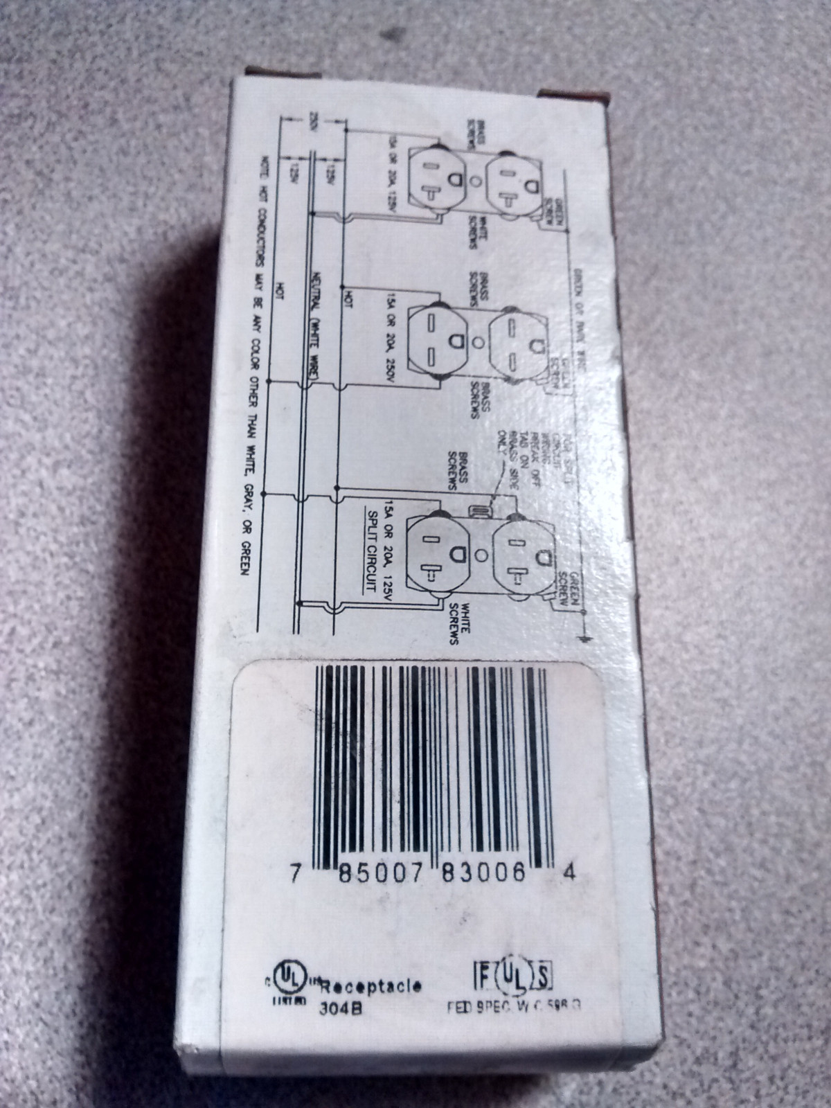 Pass Seymour Legrand Heavy-Duty Hospital Grade Receptacle Brown Back & Side wire