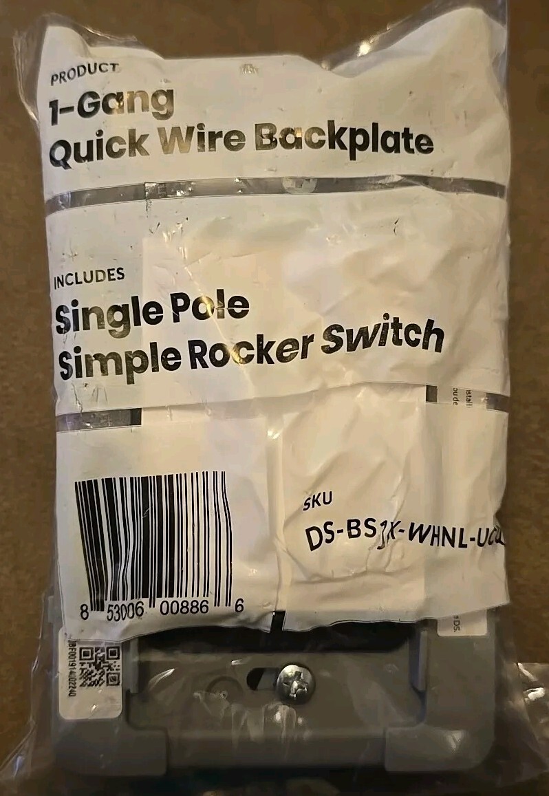 2x Deako 1-Gang Quick Wire Plate Single Pole Rocker Switch DS-BS1X-WHNL-UCQ
