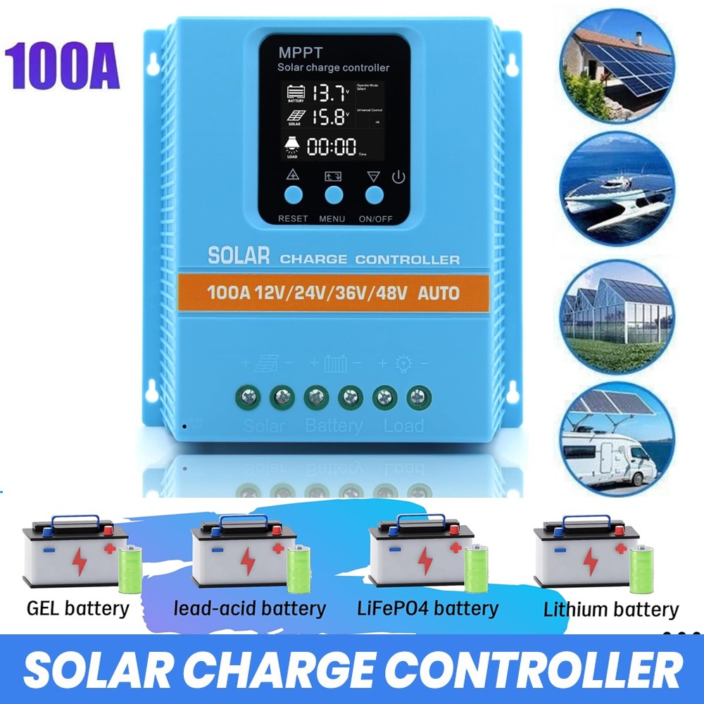 4800W 100A MPPT Solar Charge Controller 12V/24V/36V/48V Battery PV Regulator US