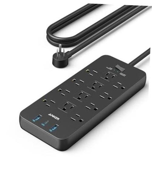 Power Strip with 2100J Surge Protector, Outlet Extender, 5ft 5 FT Black