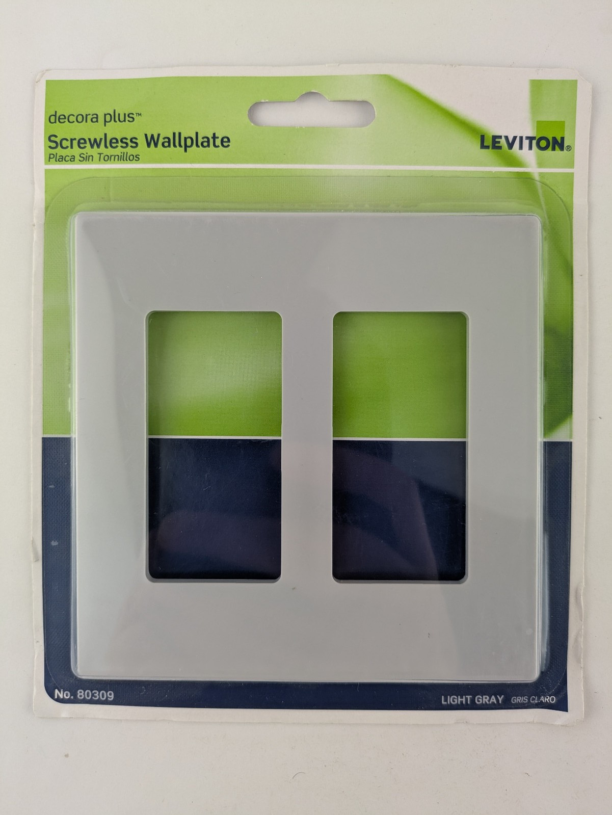 (2) Leviton 2-Gang Screwless Wallplate Decora Plus – Light Gray